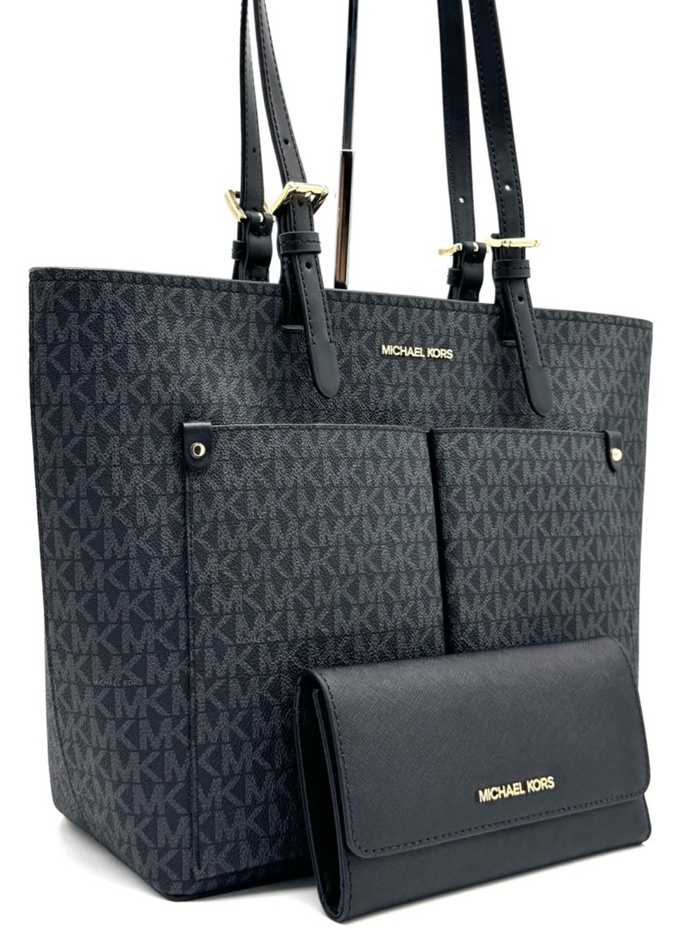 Michael Kors Jet Set Medium Pocket Tote Bag & Matching Trifold Wallet